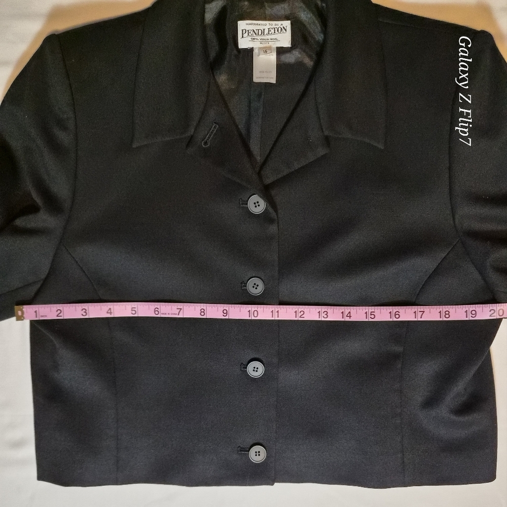 ​VINTAGE Pendleton Black Wool Cropped Jacket Blazer 16 Petite Made in USA - Picture 4 of 8